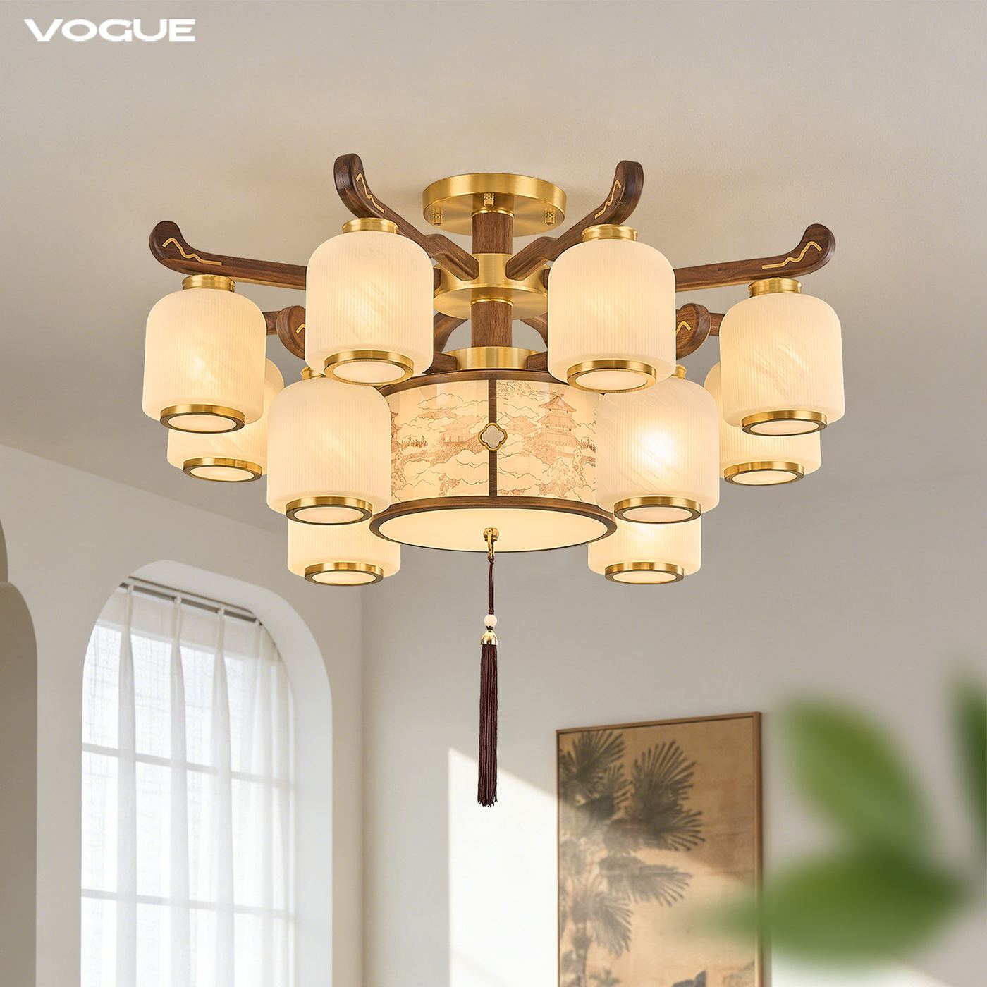 【宫阙】吊灯 产品实拍图2（渥古 VOGUE LIGHTING 新中式灯具）