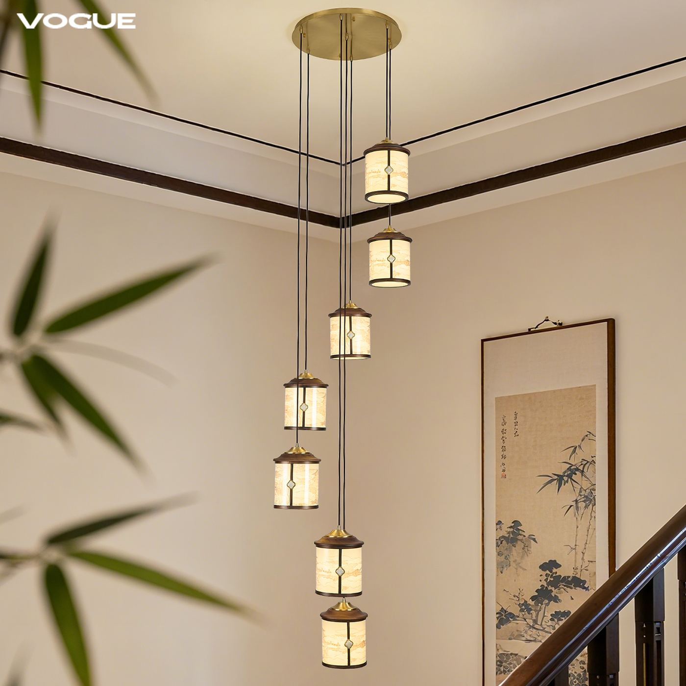 【宫阙】楼梯 产品实拍图2（渥古 VOGUE LIGHTING 新中式灯具）