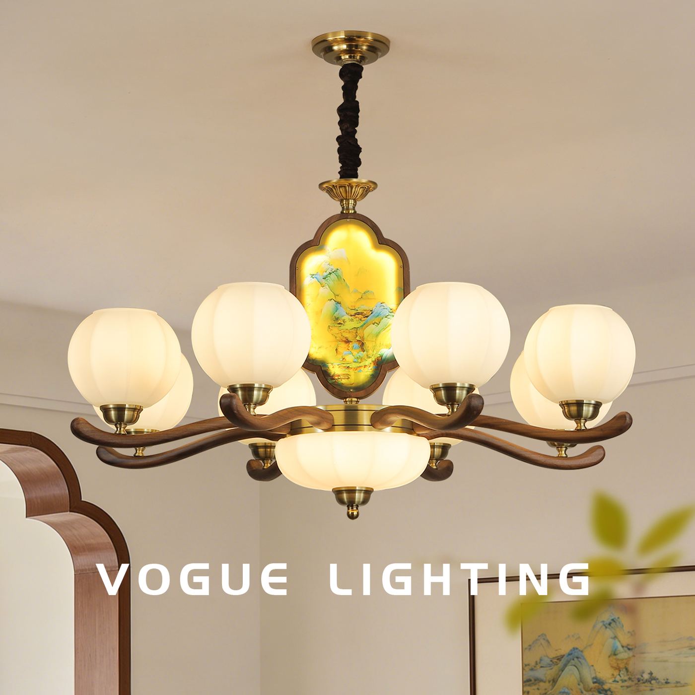 景岳吊灯 产品实拍图2（渥古 VOGUE LIGHTING 新中式灯具）