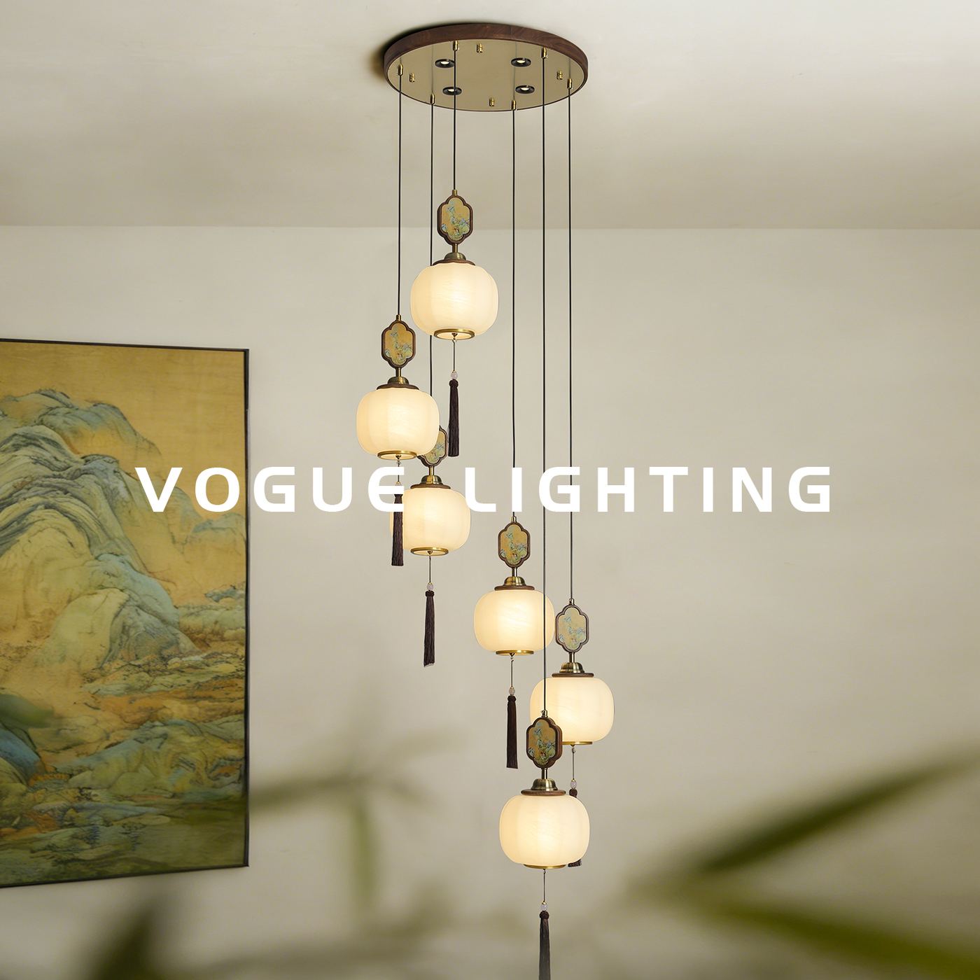 景岳楼梯灯（渥古 VOGUE LIGHTING 新中式宋式灯具实景图）
