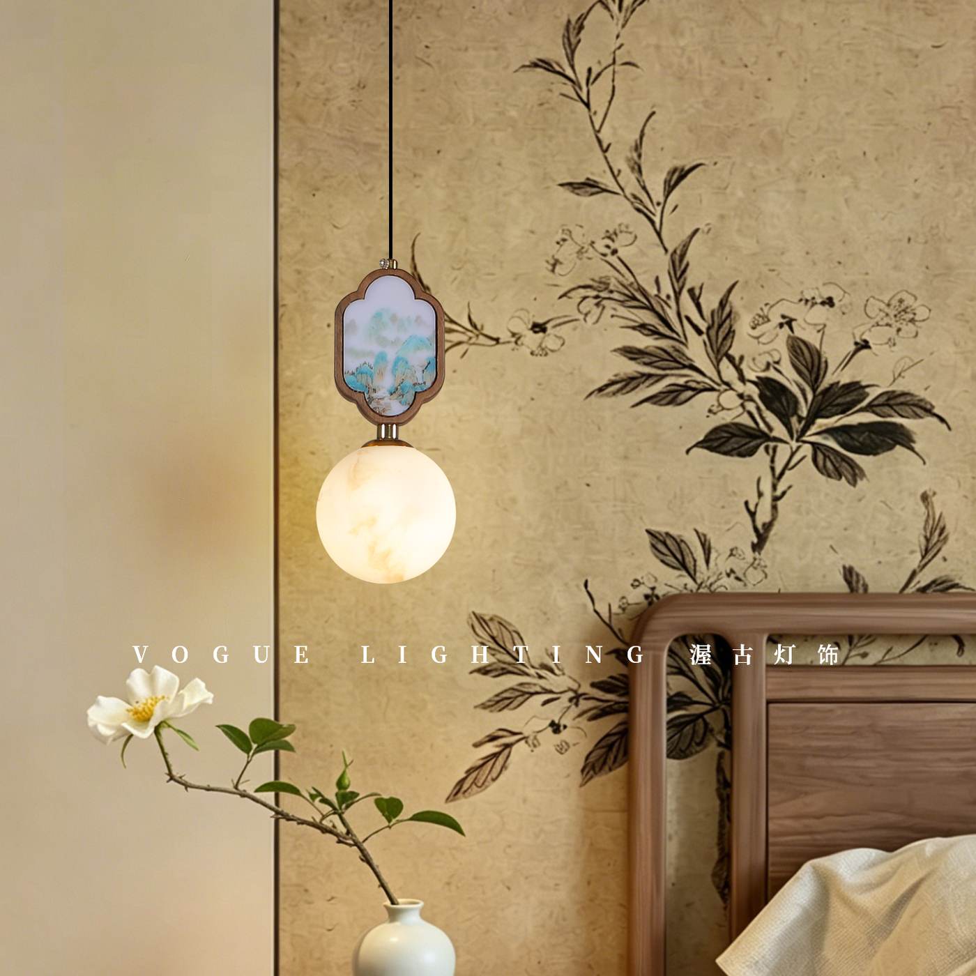 清瑜小吊灯（渥古 VOGUE LIGHTING 新中式宋式灯具实景图）