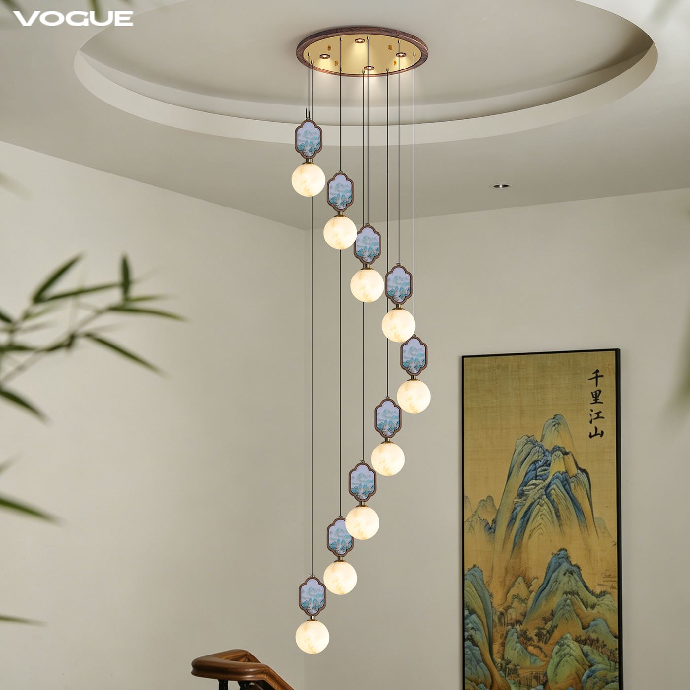 清瑜楼梯灯 产品实拍图2（渥古 VOGUE LIGHTING 新中式灯具）