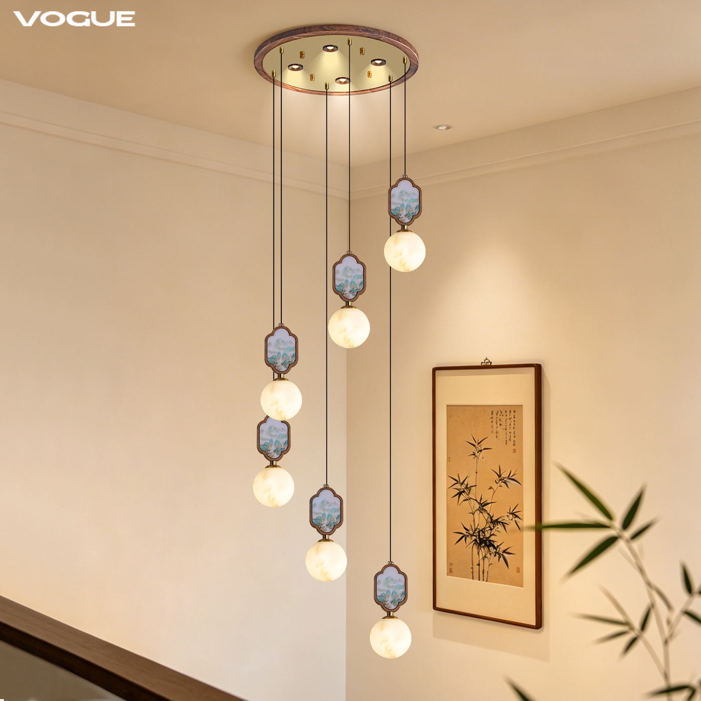 清瑜楼梯灯 产品实拍图3（渥古 VOGUE LIGHTING 新中式灯具）